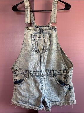 Highway Jeans Acid Wash Denim Short Overalls